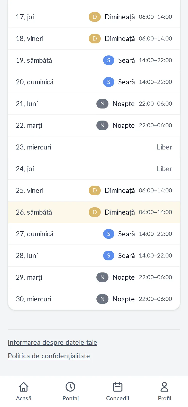 Turele unui angajat pe telefon, în Pontajj: dimineață, seară, noapte și zile libere